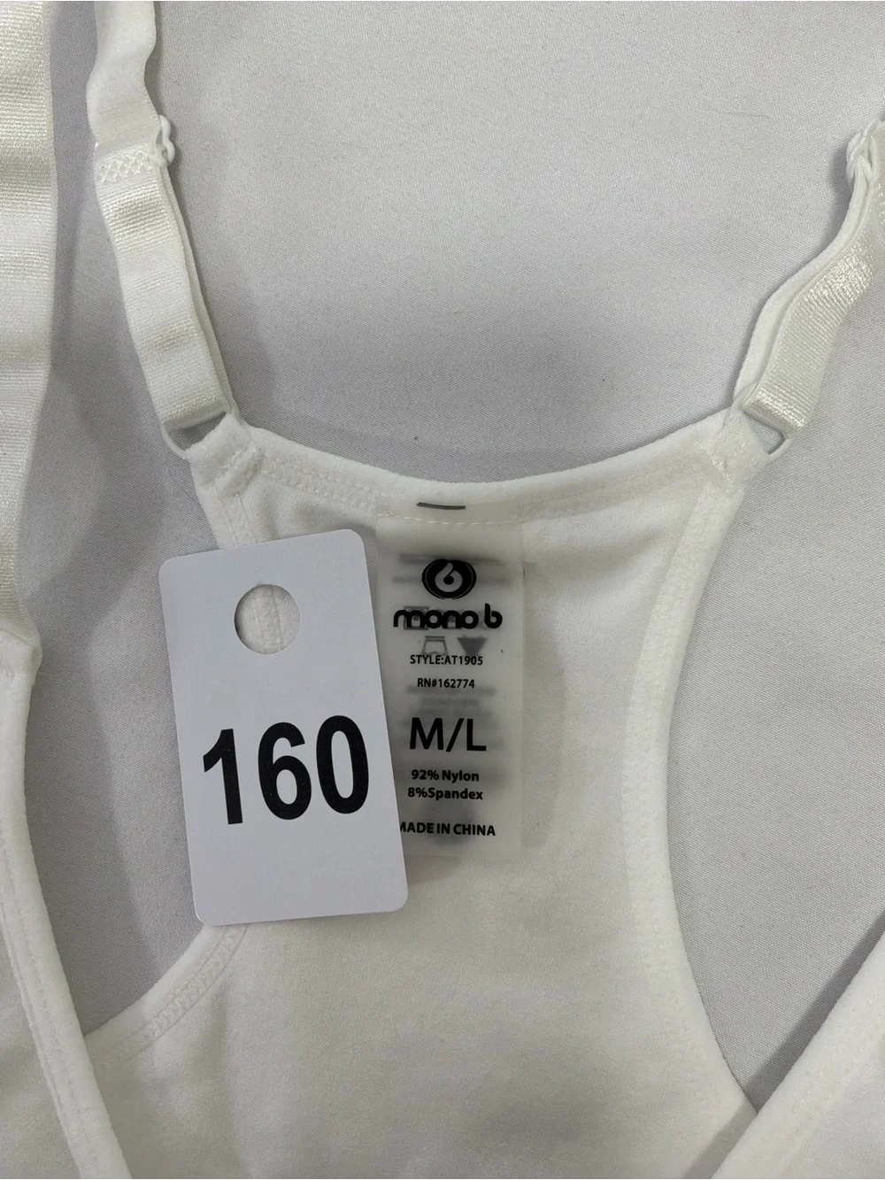 Mono B White Racerback Seamless Bralette